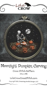 Lola Crow Cross Stitch - Moonlight Pumpkin Carving PCS + XSD