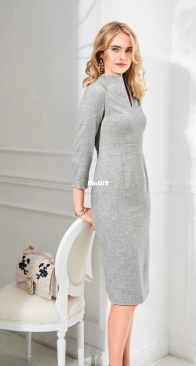 Burda Style - 116 Dress with Stand Collar - Sizes 36-44 - Russian