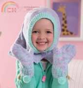 Redheart- LW4277-Childs Ski Hood & Mittens by Jean Guirguis-Free