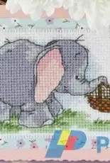 Basket of Flowers Elephant Card by Lee Holland from Cross Stitch Card Shop 100 XSD