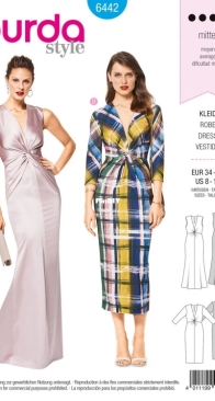 Burda Style - No 6442 - Dress - Sizes 34-44 - German, English, French, Dutch, Italian, Spanish, Swedish, Danish, Russian