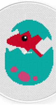 Daily Cross Stitch - Hatched Dino Egg