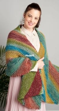 Generous Stripes Wrap by Yarnspirations Design Studio-Free