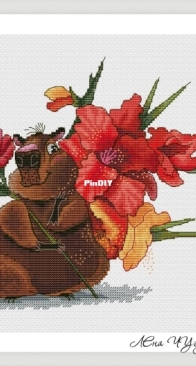 Сapybara in gladioli by Elena Chuguevskaya