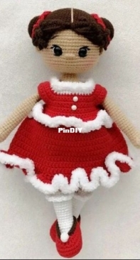 Crochet Friends Toys - Favorite Toys by Elena - Elena Bondarenko - Stepha, the doll wearing Christmas outfit