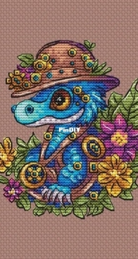 Violet Flower Stitches - Steampunk Dragon