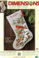 Dimensions 8738 Early Snow Cardinals Stocking