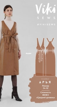 Viki Sews - Arya Pinafore Dress - Сарафан Арья - Sizes 34-52 - English, Russian