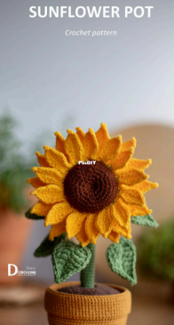 Dorogina Toys - Knitted World by Elena - Elena Dorogina - Sunflowers pot