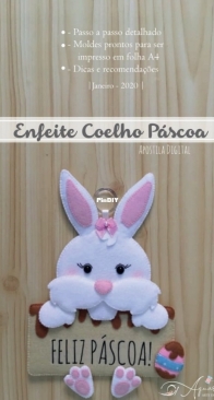 Aquarella Arte em Feltro - Ana Clara Saramelo - Easter Bunny Ornament - Enfeite Coelho  Pascoa - Portuguese - Free