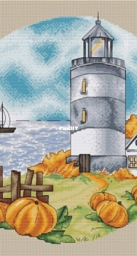 Lighthouses Series - Autumn Lighthouse by Jaenne Dick