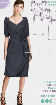 Shkatulka Sew.ru - Dress with Puff Sleeves - WD300721 - Height 166-170 - Size 40-60