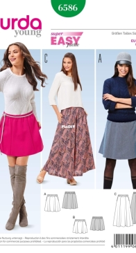 Burda Young - 6586 - Misses Skirt - Sizes 32-46 - German, English, French, Dutch, Italian, Spanish, Swedish, Russian