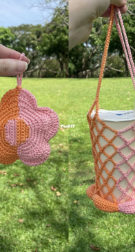 Finger Trainees Studio - Ting Fan - Crochet Flower Water Bottle Holder