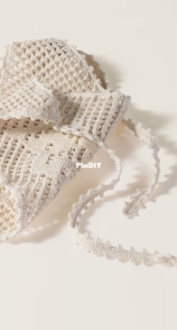 White Crochet Cotton Triangle Scarf - Miu Miu