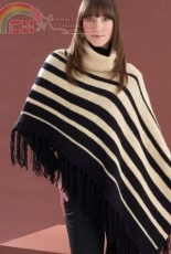 Bernat-KW530134-Asymmetrical Striped Poncho by Bernat Design Studio -Free