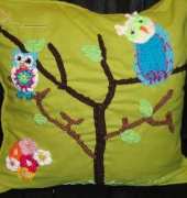 pillow with crochet applique