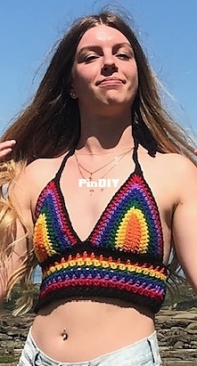Carroway Crochet - Pam Carr - Rainbow Fringe Bralette Top