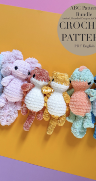 Crochet with Bri - ABC Pattern Bundle | Axolotl, Bearded Dragon, & Chameleon crochet patterns | 3 in 1 Pattern | NO SEW