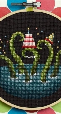 Lola Crow Cross Stitch - Kraken With a Cake