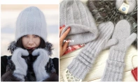 Cocoon Hat and Mittens by Lana Bakaeva - Russian