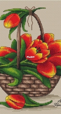 Basket With Ttulips by Alena Koshkina