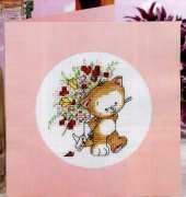 Kiri the Cat with Flowers by Adam Pescott Cross Stitch Card Shop 88 XSD