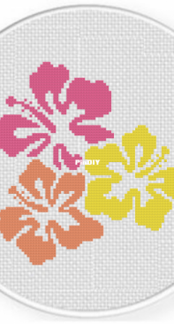 Daily Cross Stitch - Hibiscus Trio