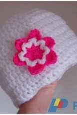 Happy Berry - Girls Beanie with Flower Appliqué - Free