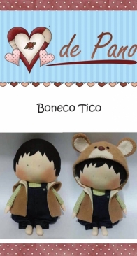 Atelier Coraçao de Pano - Day Carlson - Tico Doll - Boneco Tico - Portuguese
