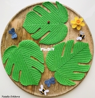 Crochet Natalia - Natalia Erkhova - Monstera Leaf Coaster - Any language