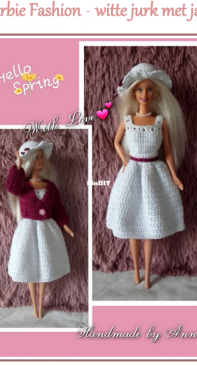 Handmade by Ann - Ann Wauters - Barbie Fashion - White dress with jacket - Barbie Fashion - Witte jurk met jasje - Dutch