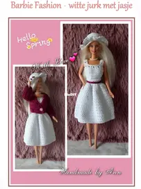 Handmade by Ann - Ann Wauters - Barbie Fashion - White dress with jacket - Barbie Fashion - Witte jurk met jasje - Dutch