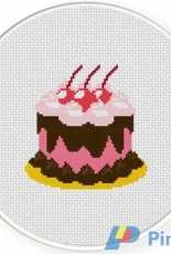 Daily Cross Stitch - Cherry Chocolate Cake