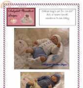 babydoll hand knit E2 cabled boy set 16-22" doll or 0-3 month baby