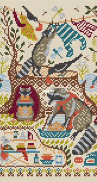 OwlForest Embroidery 0258 - Forest Houses. Racoons SAGA