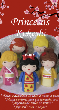 Ninaz Artes - Glau Zanin - Kokeshi Princesses - Princesas Kokeshi - Portuguese