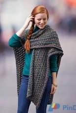 Red Heart-LW5287-Woodland Ruana Wrap by Lorna Miser-Free