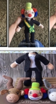 Jus Marrie Crochet - Jusmayre Rosa - Bozo President Amigurumi -  Amigurumi Presidente Bozo - Portuguese