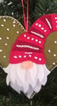 Felt heart with gnome for christmas