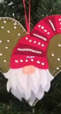 Felt heart with gnome for christmas