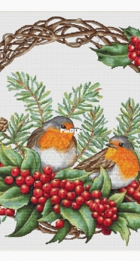 Incredible Stitching - Christmas Wreath with Colorful Birds XSD