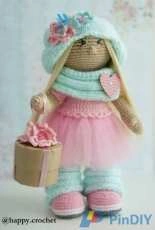 Happy Crochet - Ksenia / Kseniya Kornilova - Doll in Pink and turquoise clothes