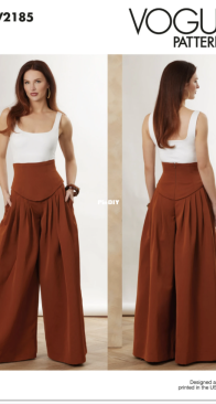 Vogue Patterns - V2185 - Misses Basque Waist Pleated Pants - Sizes 6-14