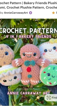 Handmade by Annie - 9 in 1 Crochet Pattern | Bakery Friends Plushies