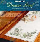 Dimensions Stamped Cross Stitch 72969 Dresser Scarf Butterflies and Fern