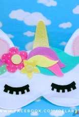 Pel Artes - Máscara de Dormir Unicórnio / Unicorn Sleeping Mask Felt Pattern - Portuguese - Free