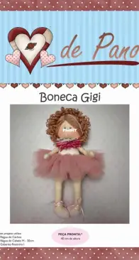 Atelier Coraçao de Pano - Day Carlson - Gigi Doll - Boneca Gigi - Portuguese