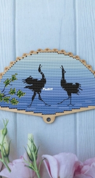 Cranes Fan by Natalia Butrimene