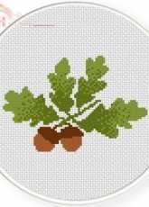 Daily Cross Stitch - Acorns With Leaves